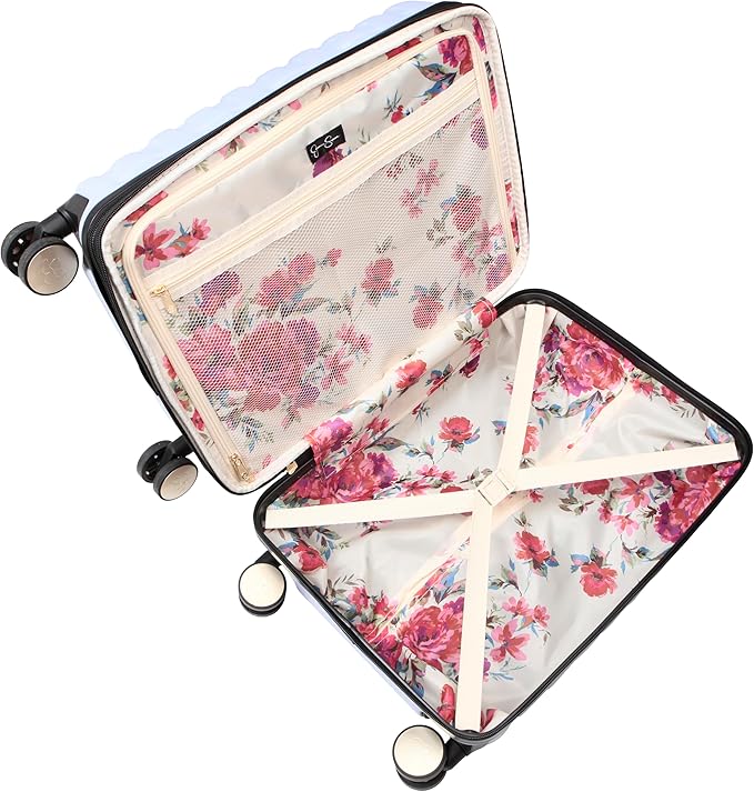 Jessica Simpson Taffeta 20"Expandable 8-Wheel Spinner Carry On Luggage Suitcase, Cosmic Sky