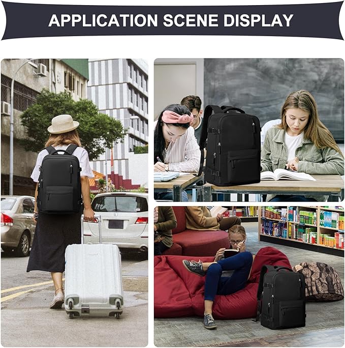 coowoz Travel Backpack For Women Men Airline Approved,Black Carry On Backpack,Large Hiking Laptop College Backpacks Waterproof Outdoor Sports Rucksack Casual Daypack Fit 15.6 Inch Backpacks