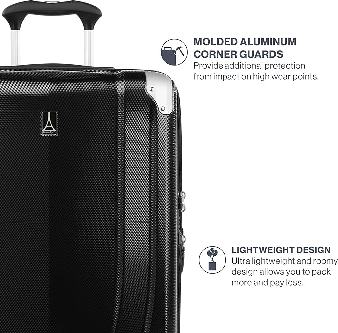 Travelpro Pathways 3 Hardside Expandable Luggage, 8 Spinner Wheels, Lightweight Hard Shell Suitcase, Checked Large 28 Inch, Black Knight