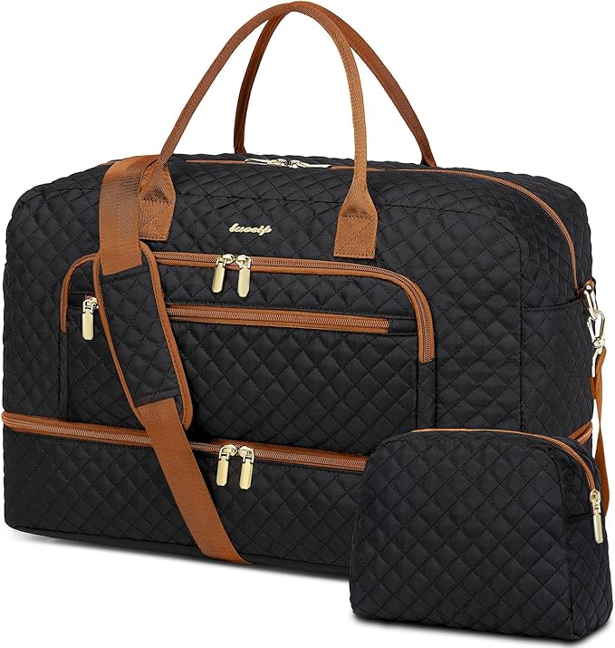 Travel Duffle Bag Weekender for Women - 38L Carry-On Overnight Personal Item Bag with Shoe Compartment & Wet Pocket Weekend Tote Bags with Toiletry Hospital Bags for Labor and Delivery