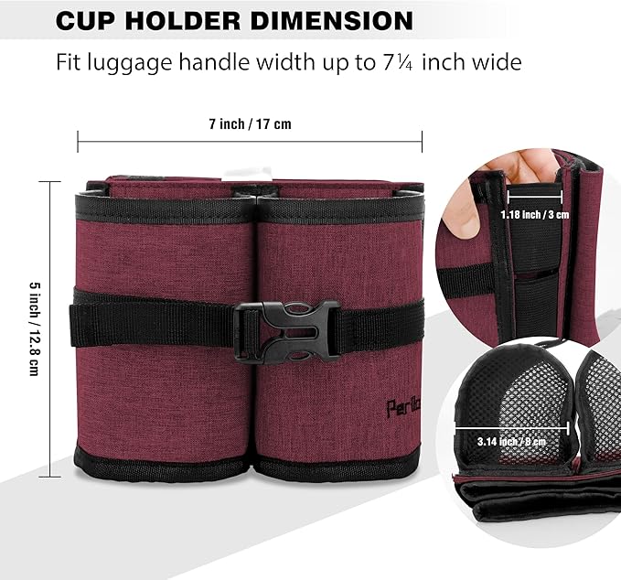 Luggage Cup Holder Attachment. Hands-Free Drink Carrier for Coffee, Tumblers & Bottles. Travel Essential to Pack on Your Next Adventure. A for Jet-Setters & Flight Attendants