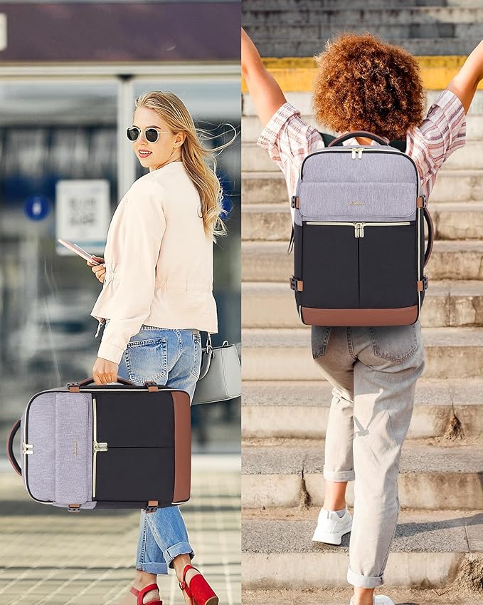 LOVEVOOK 40L Large Travel Backpack for Women, Flight Approved, Waterproof, TSA Compliant, Fits 17.3'' Laptop, 17 Pockets, 3 Packing Cubes