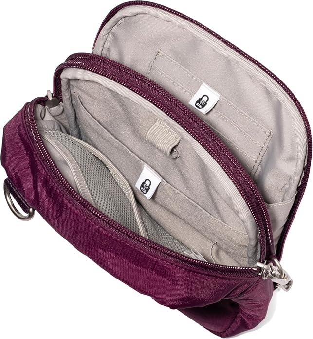 Baggallini Securtex® Anti-theft Mini Everything Crossbody Bag, 6.3"x8.25" Rfid, Locking Zippers & Cut-resistant Strap