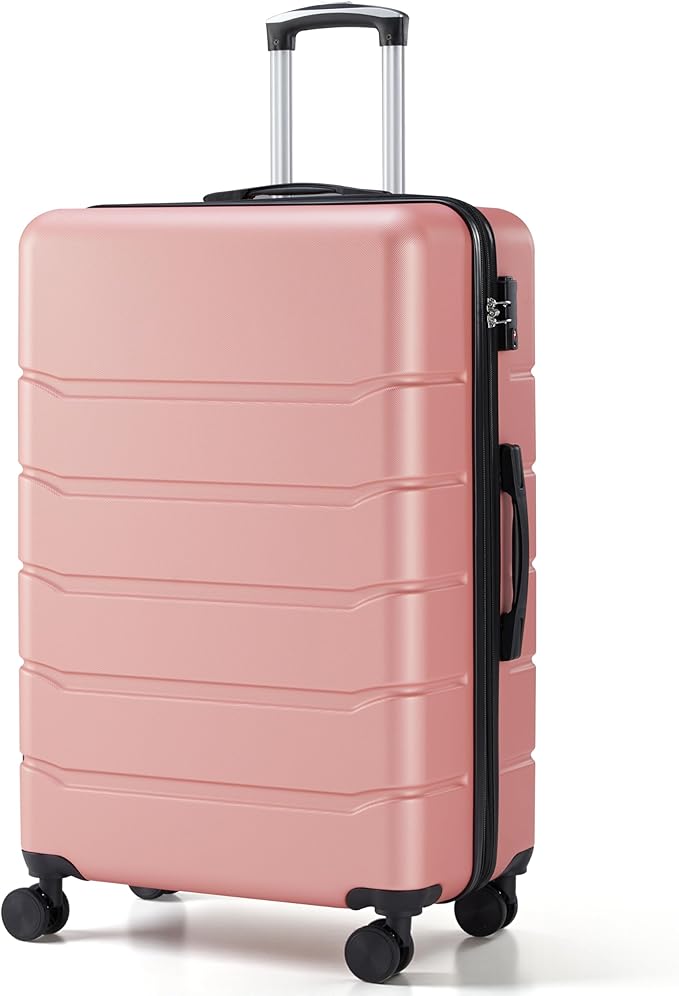 HealSmart Hardside Carry-On Luggage, Expandable Portable Hardshell Luggage with Spinner Wheels, Lightweight Suitcase TSA Lock, 24 Inch, Pink