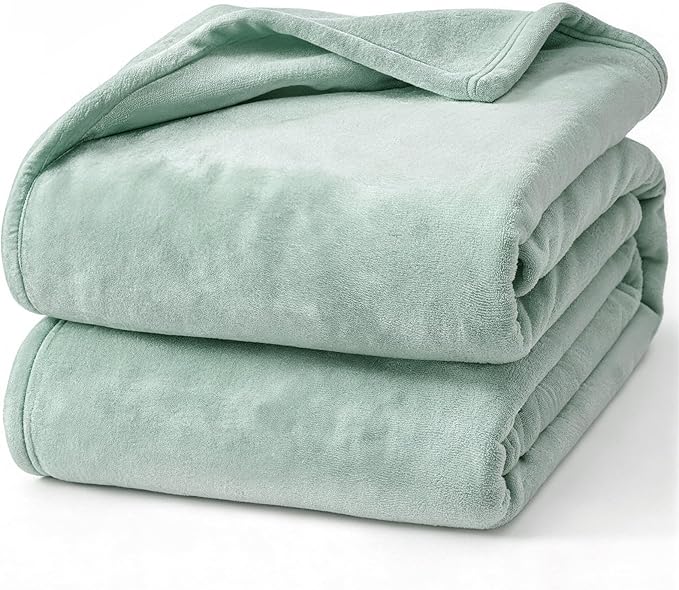 Hansleep Fleece Celadon Queen Blanket, Super Soft Flannel Fuzzy Plush Cozy Blanket for All Seasons, Celadon, Queen 90x90 Inches