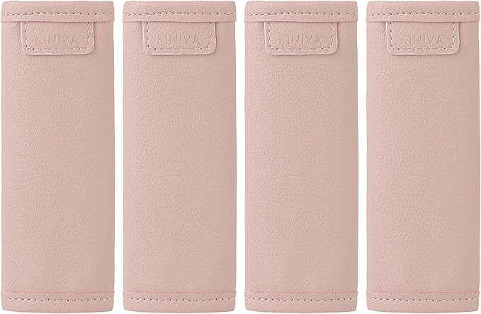 KINIVA Leather Luggage Handle Wrap 4 Pack Set,Luggage Identifiers Tags Markers for Luggage Suitcase,Travel Accessories(pink-4pcs)