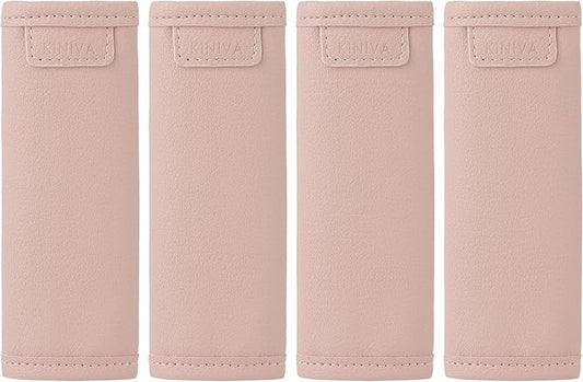 KINIVA Leather Luggage Handle Wrap 4 Pack Set,Luggage Identifiers Tags Markers for Luggage Suitcase,Travel Accessories(pink-4pcs)