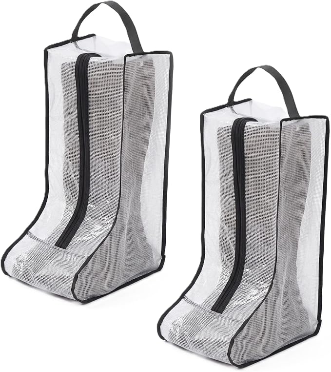Boots Storage Bag, Portable Shoe Bags for Storage and Travel, Clear Dust Proof Boots Cover Bag, Boot Organizer (Large)