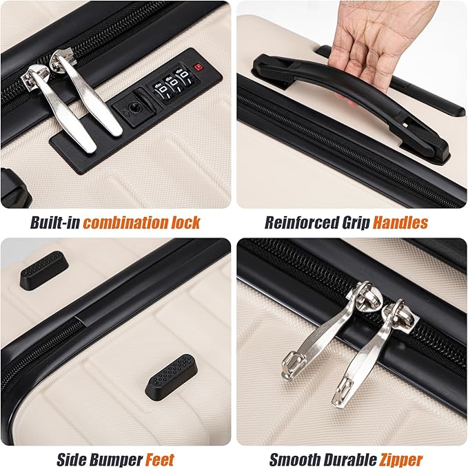 Luggage Sets 5 Piece Suitcases with Wheels, Suitcase Set ABS Hard Case Luggage with Spinner Wheels Durable Travel Luggage