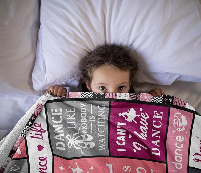 Dance Recital Gifts for Girls Blanket 60"x50", Dancer Gifts, Gifts for Dancers, Ballet Gifts for Girls 8-12, Dancing Stuff/Accessories, Dance Competition Must Haves Soft Warm Throw