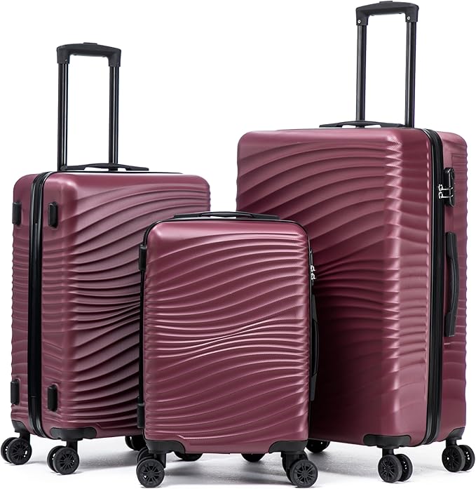 Luggage Sets 3 Piece, ABS Suitcase Set (20/24/28), Hardside luggage with Spinner Wheels, Travel Luggage, 14x8x9 Airline Approved Carry on, Lightweight Luggage with High-Security Lock