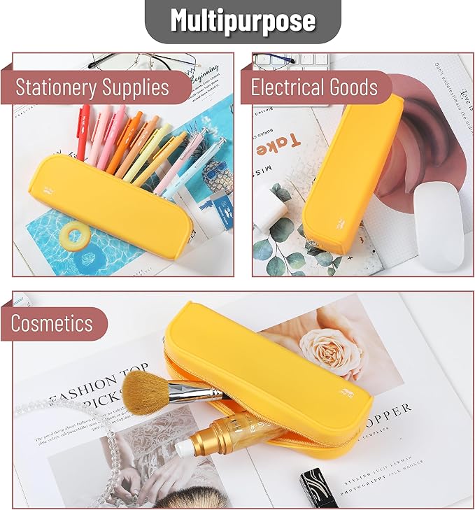 Mr. Pen- Silicone Pencil Case Pouch, Golden Honey, Aesthetic Multipurpose Design, Aesthetic Pencil Case Small, Silicone Makeup Bag