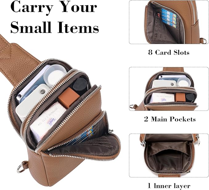INICAT RFID Blocking Sling Bag, Anti Theft Crossbody Bag for Women, Travel Fanny Pack Style Purse, Vegan Leather