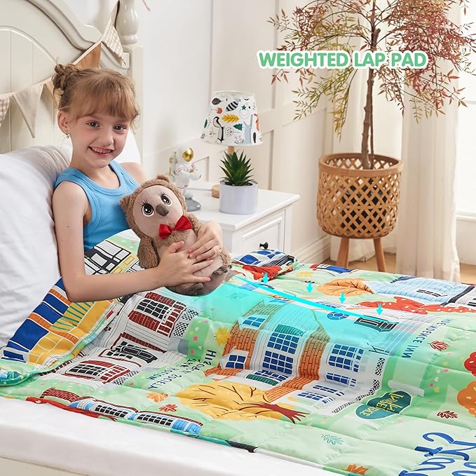 yescool Weighted Blanket 7 Pounds Cooling Weighted Lap Blanket, Girls Heavy Blanket for Sleeping, Breathable Weighted Throw Blanket Gifts for 60-80lbs, 40"x60"