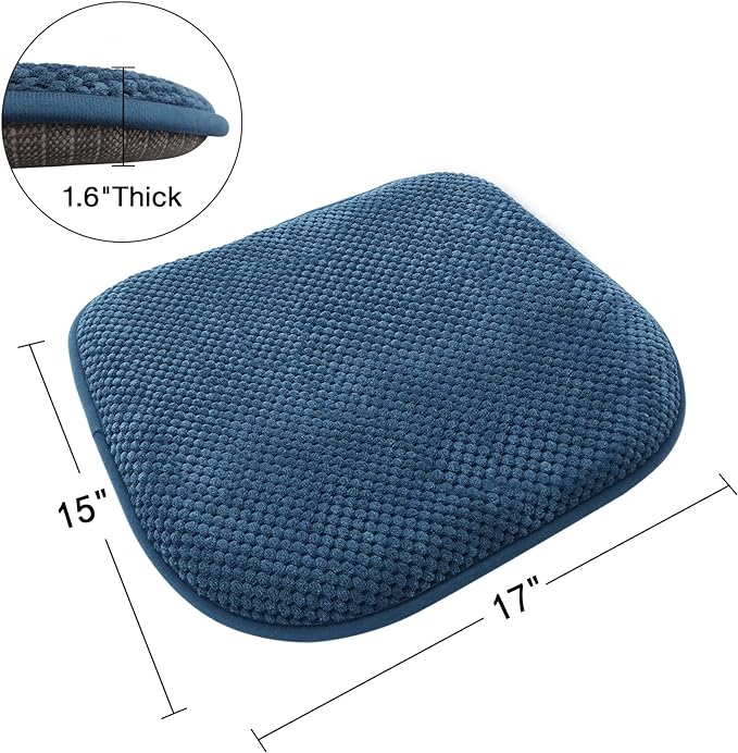 Blue Foam Seat Cushions Kitchen Chairs Pads for Dining Chairs Non Slip Patio Seat Cushions Set of 4 Washable U Shaped Soft Thick Large Metal Wooden Chair Cushions,17" x 15"