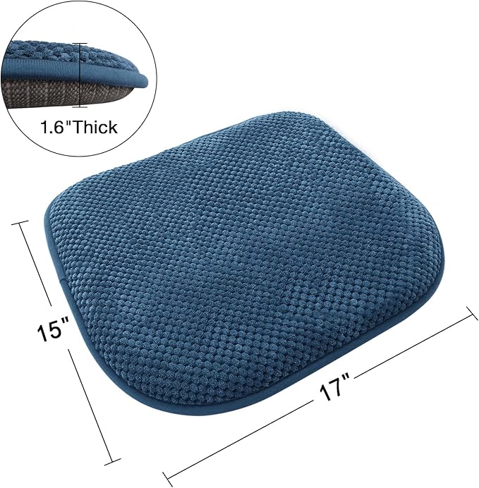 Blue Foam Seat Cushions Kitchen Chairs Pads for Dining Chairs Non Slip Office Seat Cushions Washable U Shaped Soft Thick Large Metal Wooden Chair Cushions,17" x 15"
