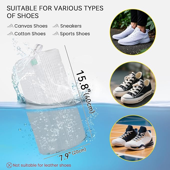 1pc Shoe Washing Machine Bag, Sneaker Laundry Bag for Washing Machine, Extra Long and Thick Microfibre Fluff, Reusable for Washer and Dryer (1pc, White)