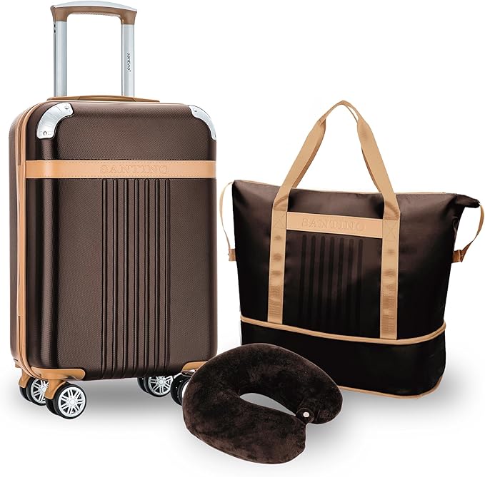 Luggage Sets 3 Piece Carry On Luggage Set 20 Inch Hardshell & Lightweight PP Luggage Suitcase with Detachable Spinner Wheels & TSA Lock 20" Suitcase with Duffel & U-shaped pillow