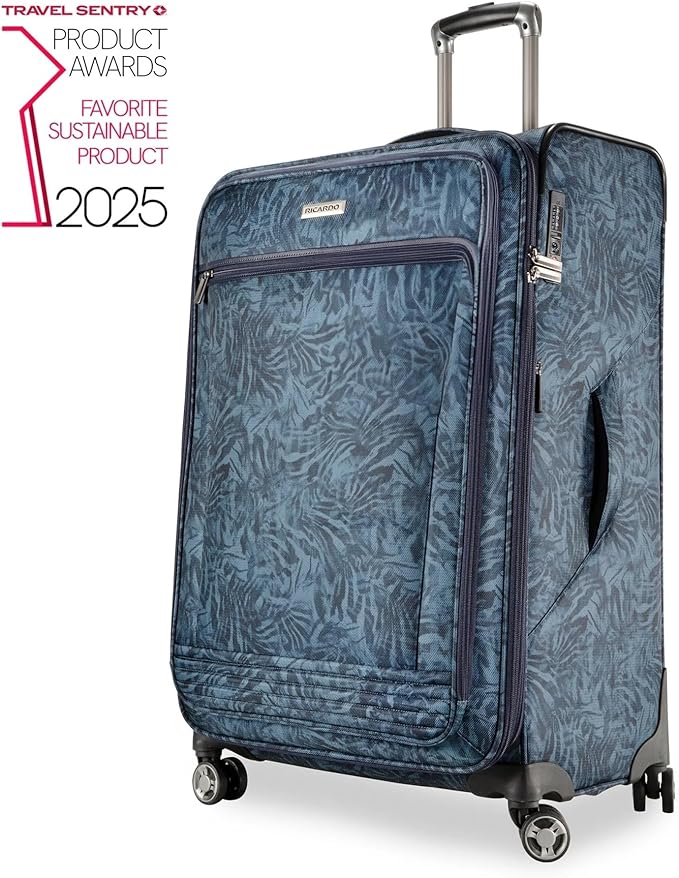 Ricardo Beverly Hills Avalon Softside 2-Piece Luggage Set Made with Sustainable 100% rPET, Lightweight, Eco-Friendly Travel, Expandable, Dual Spinner Wheels, Serengeti Night, (20" & 28")