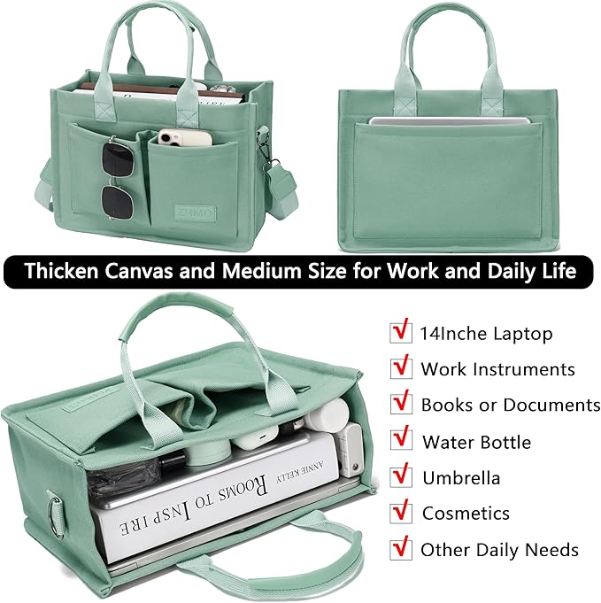 ZHMO Canvas Tote Bag for Women,Women's Bags Crossbody Bags Work Laptop Tote Bag Large Handbags Purse for Travel Nurse Teacher