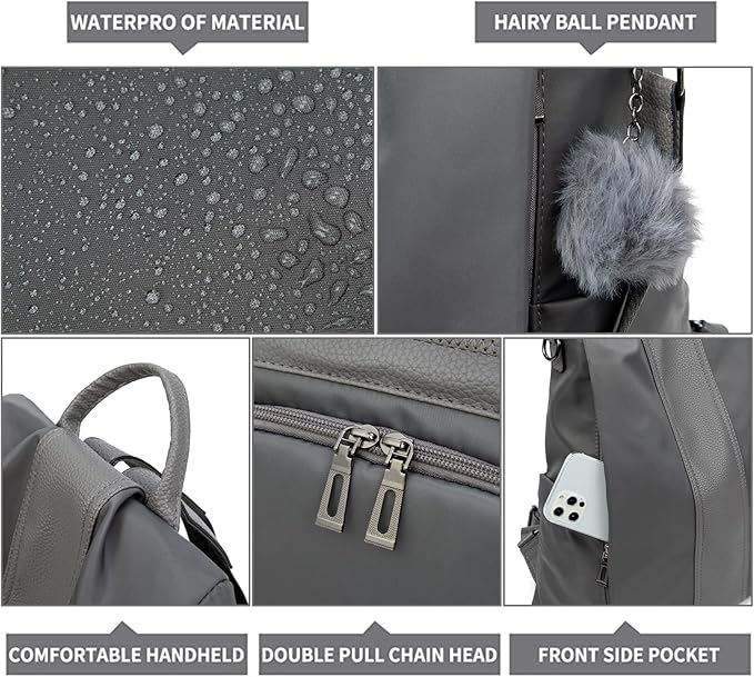 PINCNEL Women Backpack Purse Waterproof Nylon Anti-theft Rucksack Lightweight Shoulder Bag