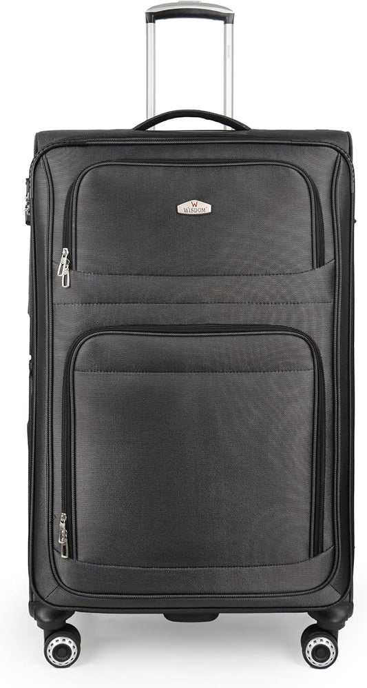 30'' Large Softside Suitcase,Expandable 15% Luggage,w/Double Spinner Wheels w/Combination LOCK,Lightweight Travel Suitcase for Travel（Black,30in）