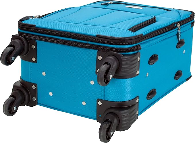 Rockland Pasadena Softside Spinner Wheel Luggage, Turquoise, Carry-On 20-Inch
