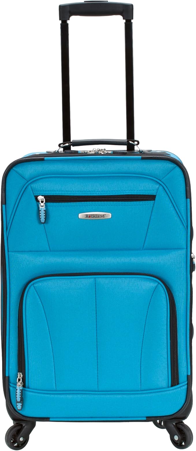 Rockland Pasadena Softside Spinner Wheel Luggage, Turquoise, Carry-On 20-Inch