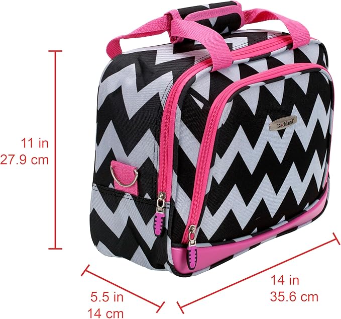 Rockland Fashion Softside Upright Luggage Set, Expandable, Pink Chevron, 2-Piece (14/19)