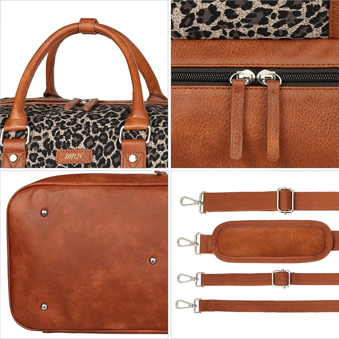Weekender Bag for Women, Large Overnight Bag Canvas Travel Duffel Bag Carry On Tote with Shoe Compartment 21" 3Pcs Set