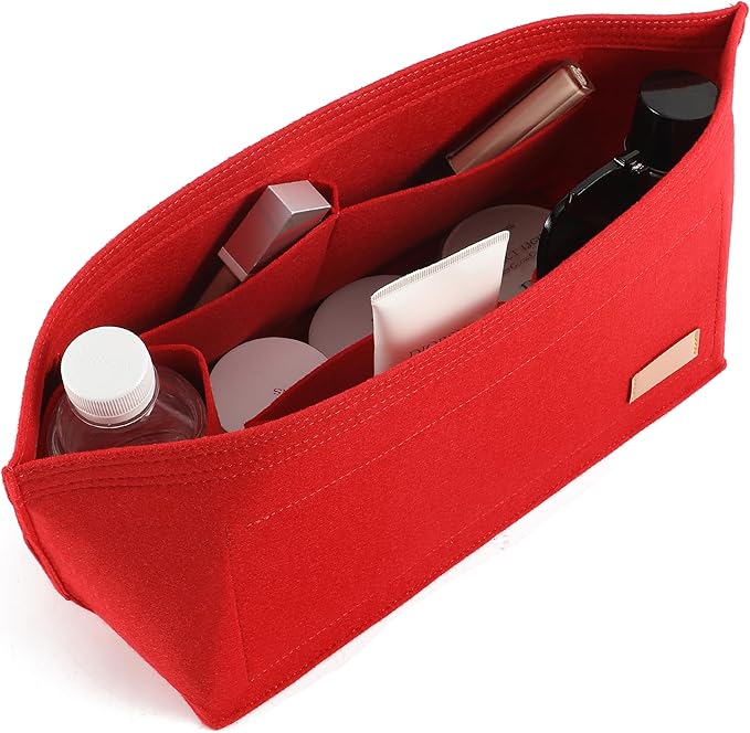 Doxo Purse Organizer Insert Handbag & Tote Felt Bag Fits for Speedy 30 and Neverfull MM, Red