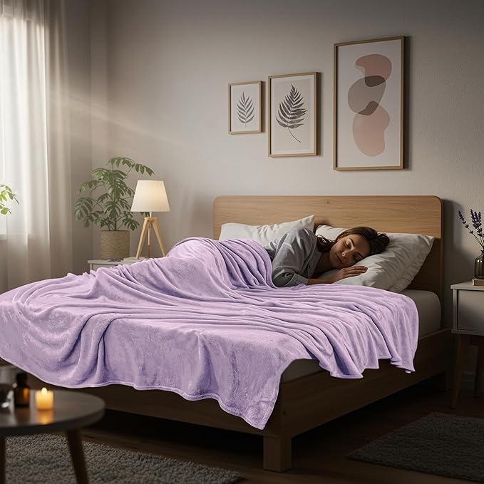 Utopia Bedding Fleece Blanket King Size Lilac 300GSM Luxury Fuzzy Soft Anti-Static Microfiber Bed Blanket (90x102 Inch)