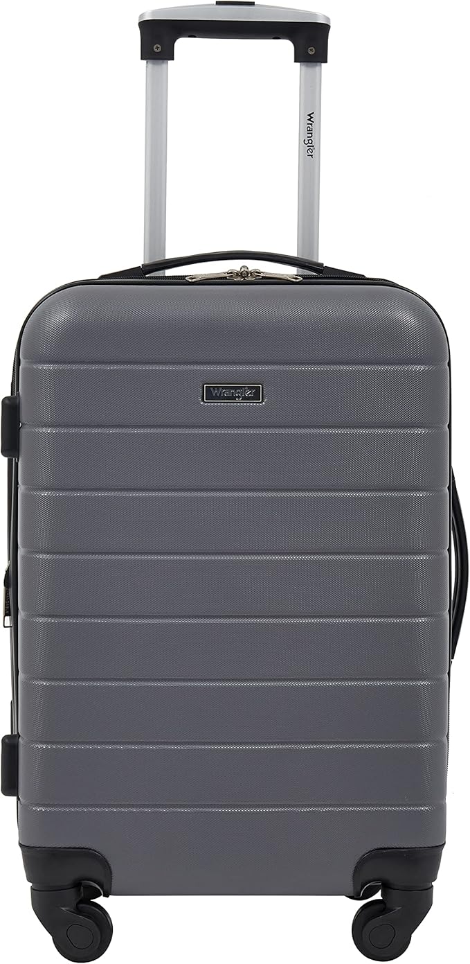 Wrangler Smart Spinner Hardside Luggage, 22-Inch Carry-On, Quiet Shade