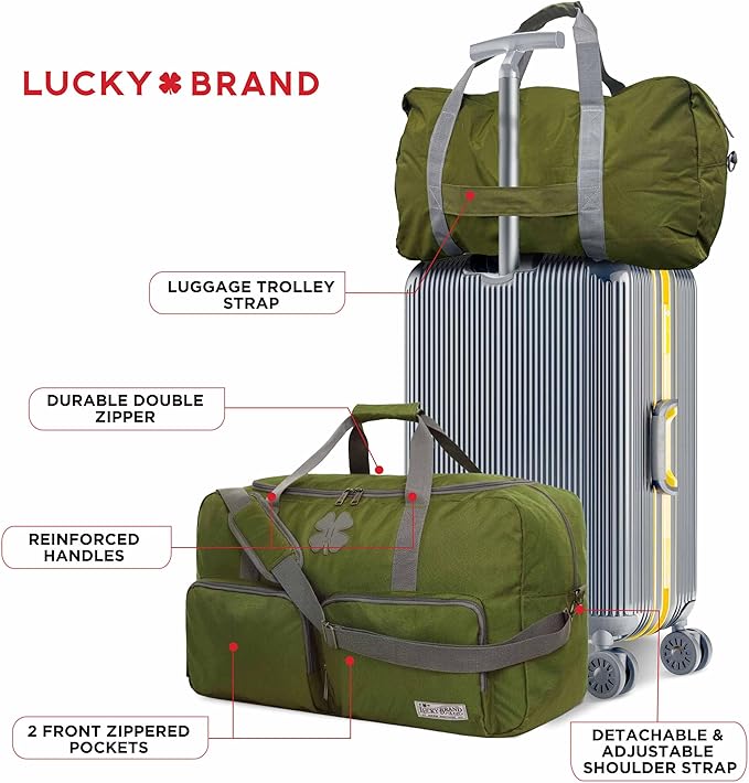 Lucky Travel Duffel Bags 85L, Gym Bag, Travel Bag & Large Duffle Bag for Men, Foldable Overnight Weekender Bags for Women & Men with Adjustable Shoulder Strap, Loden Green