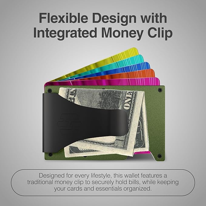 Hayvenhurst Wallet For Men - Reinvented Design Men's Wallet - Slim, Minimalistic & Seamless, Blocks RFID Scanners with a Money Clip (Matte Olive) | Reinvented Design, Slim, Minimalistic, Seamless, Blocks RFID Scanners, with a Money Clip