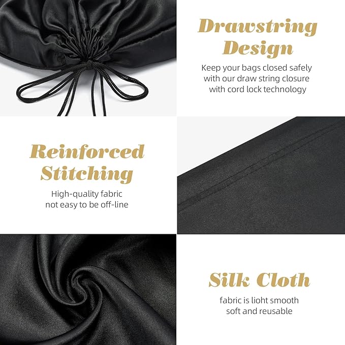 3 Pack Dust Bags for Purses and Handbags，Silk Purse Dust Bags for Storage， With Drawstring Large Dust Bags for Handbag， Dust Covers for Purse Shoes Boots