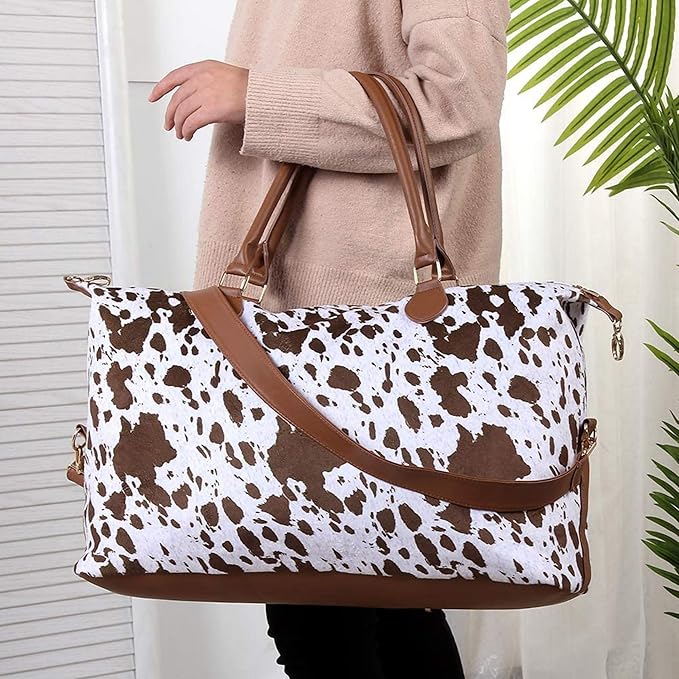 Weekender Bag Duffle Bag For Women Large Travel Tote Bag Overnight Weekend Bags With Shoulder Strap Cow Leopard Atzec…