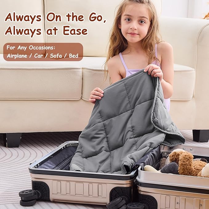 yescool Weighted Lap Pad 2 Pounds Weighted Lap Blanket, Grey Small Weighted Blanket, Weighted Throw Blanket Gifts for Travel Indoor Outdoor, 20"x30"