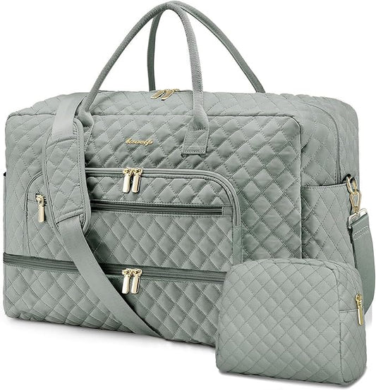 Travel Duffle Bag Weekender for Women - 38L Carry-On Overnight Personal Item Bag with Shoe Compartment & Wet Pocket Weekend Tote Bags with Toiletry Hospital Bags for Labor and Delivery
