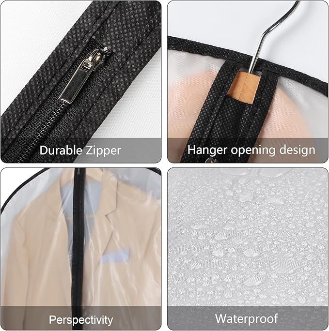Kntiwiwo Garment Bags Clear Suit Bag for Closet Storage (60"12pcs-Black Edges)