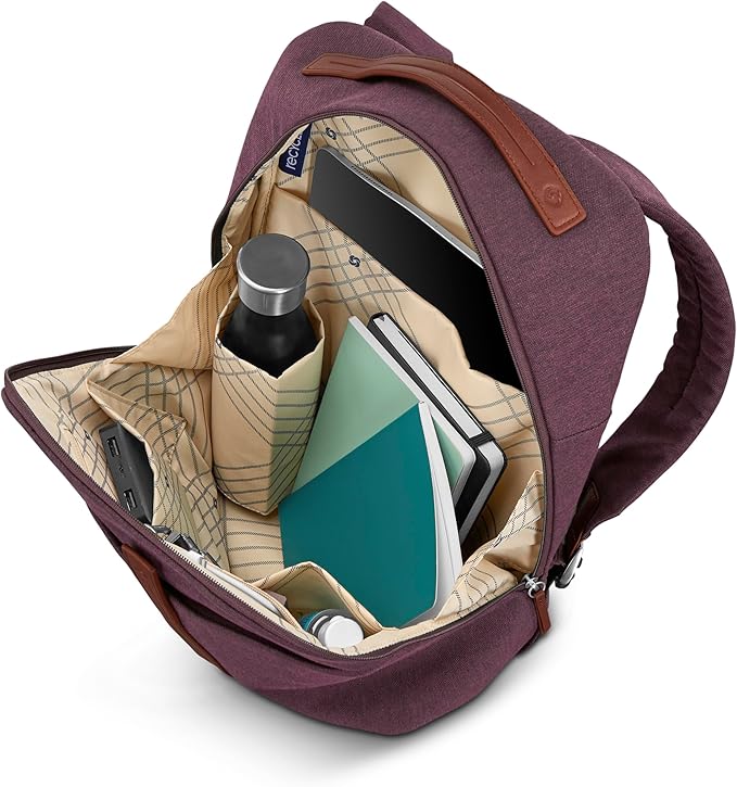 Samsonite Virtuosa Carry-On Travel Backpack with Padded Laptop Sleeve, Merlot