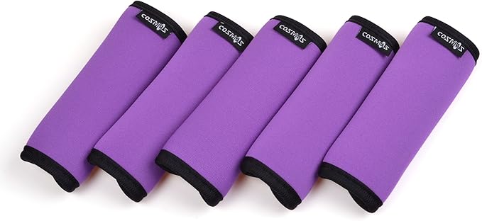 Cosmos 5 Pcs Purple Color Neoprene Handle Wraps/Handle Grip/Luggage Identifier for Travel Bag Luggage Suitcase