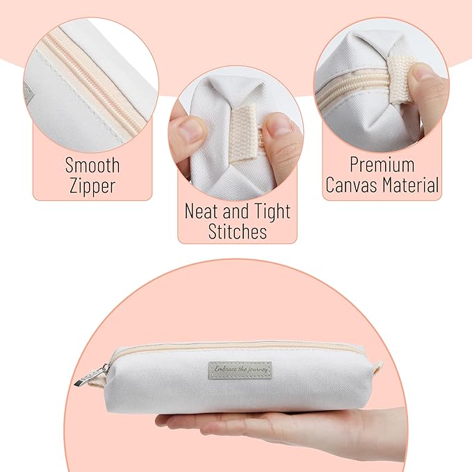 Mr. Pen- Cute Pencil Case Pouch, Cream Color, Multipurpose Canvas Bible Pencil Pouch