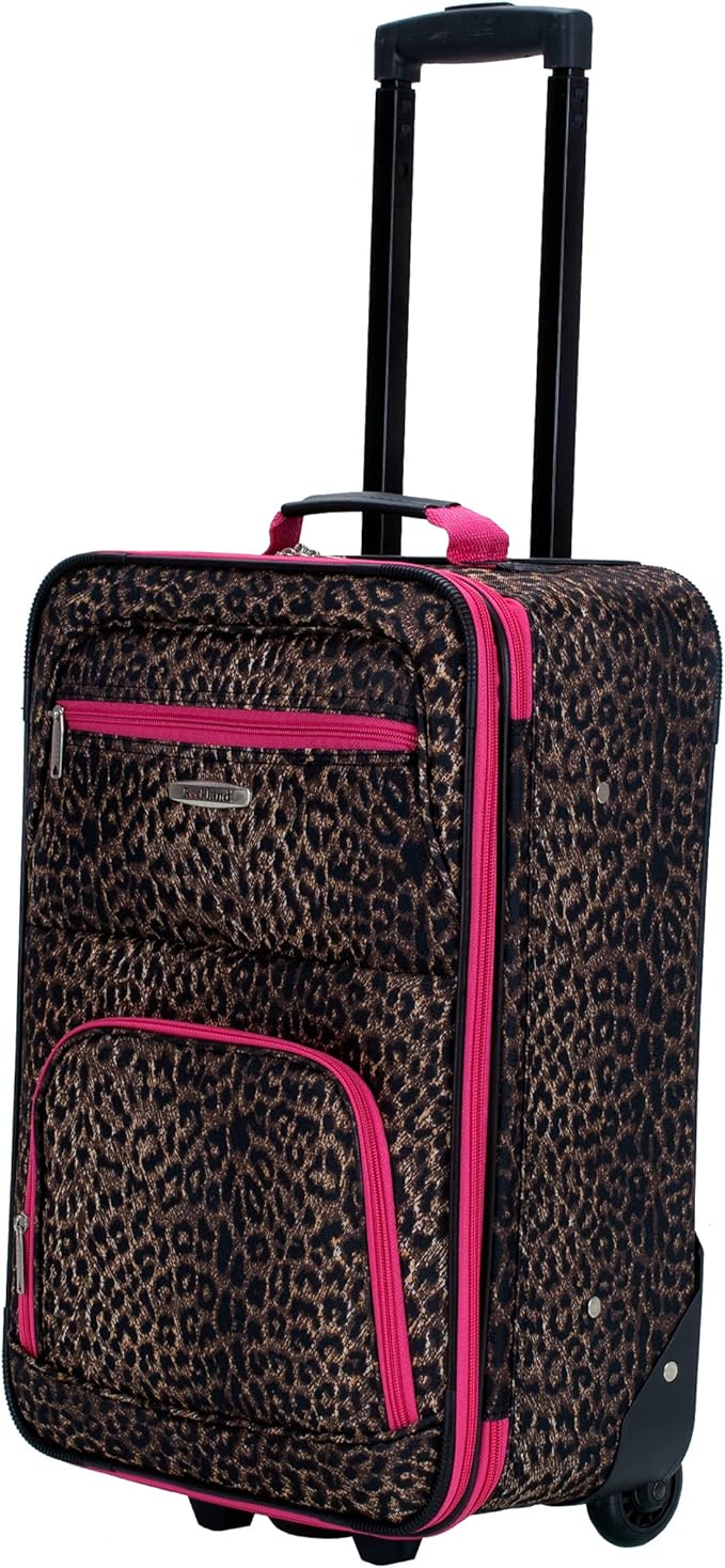 Rockland Jungle Softside Upright Luggage Set, Pink Leopard, 4-Piece Set (14/29/24/28)