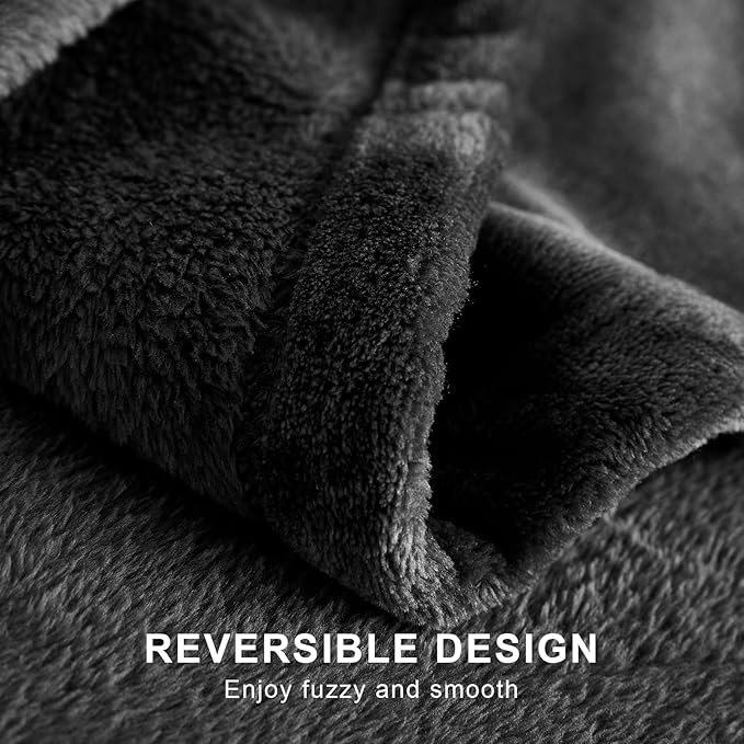 Hansleep Flannel Fleece Throw Blanket Twin Size, Super Soft Fluffy Bed Plush Blanket Throw, Luxury Fuzzy Cozy Couch Blanket for All Seasons, Charcoal, Twin 60x80