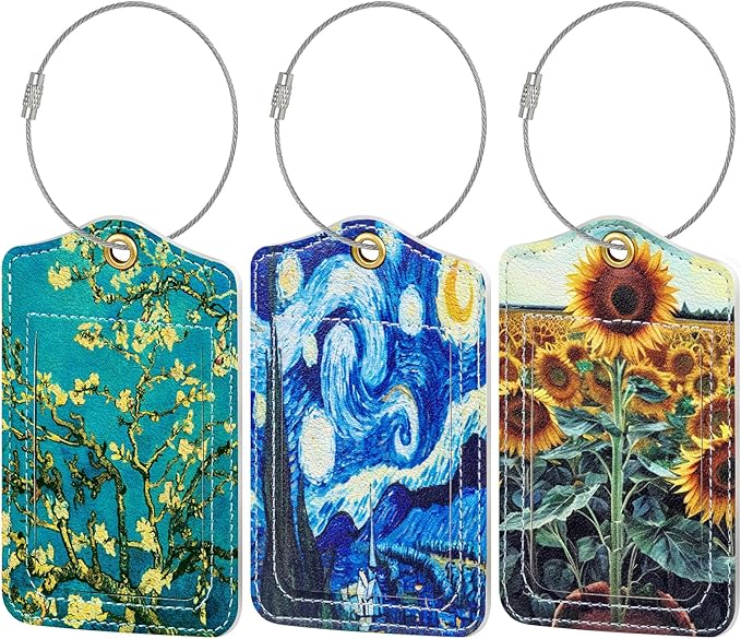 Fishent Luggage Tag (3pcs), Personalized Travel Cruise Tags for Suitcases, Privacy Flap, Baggage Name Tag for Women Men Kids, Luggage Backpack Handbag School Bag