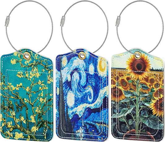 Fishent Luggage Tag (3pcs), Personalized Travel Cruise Tags for Suitcases, Privacy Flap, Baggage Name Tag for Women Men Kids, Luggage Backpack Handbag School Bag