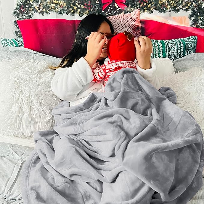 Bedsure GentleSoft Fleece Blanket California King Light Grey - Lightweight Plush Fuzzy Cozy Soft Bed Blankets, 102x96 inches