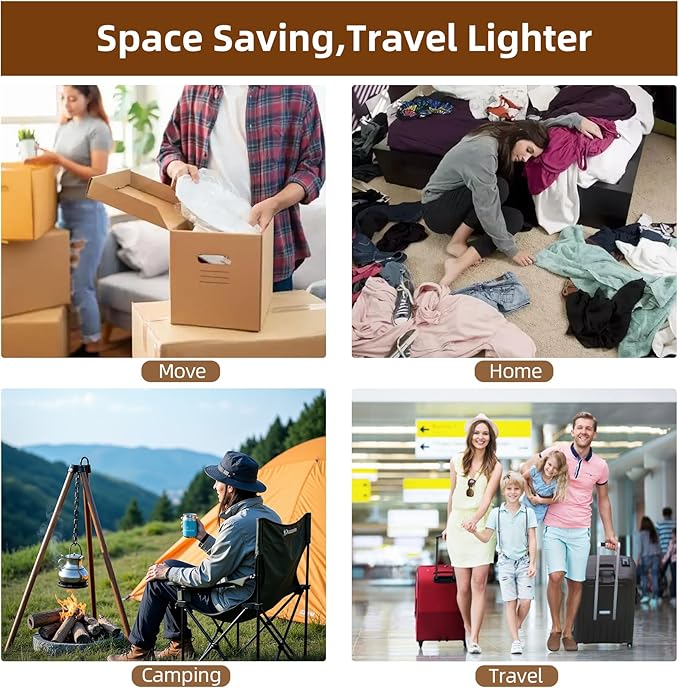 15 Pack Vacuum Seal Bags with Wireless Rechargeable Electric Pump,Vacuum Storage Bags with LED Light (5L+5M+5S),Vacuum Bag with Electric Pump,Space Saver for Clothes and Clothing Travel