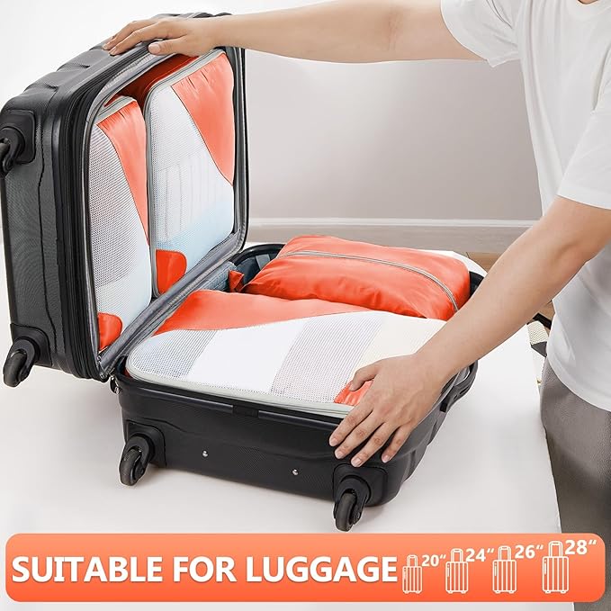 8 Set Packing Cubes for Travel, Gifts for Women Mom,Anti-Tearing Suitcase Organizer for Luggage with Shoe & Hanging Toiletry Bag,OlarHike Vacation Essentials & Accessories for Cruise Ship